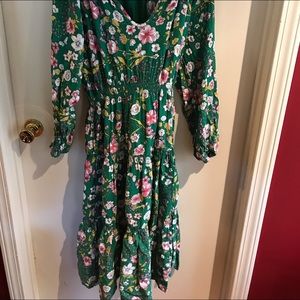 Urban outfitters green with flowers midi dress
